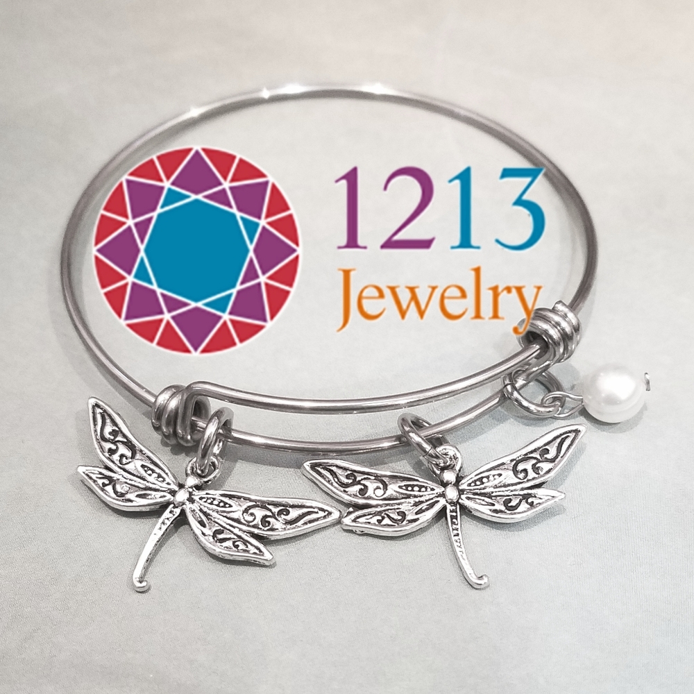 Handcreated Dragonfly Pearl Stainless Steel Bracelet Expandable